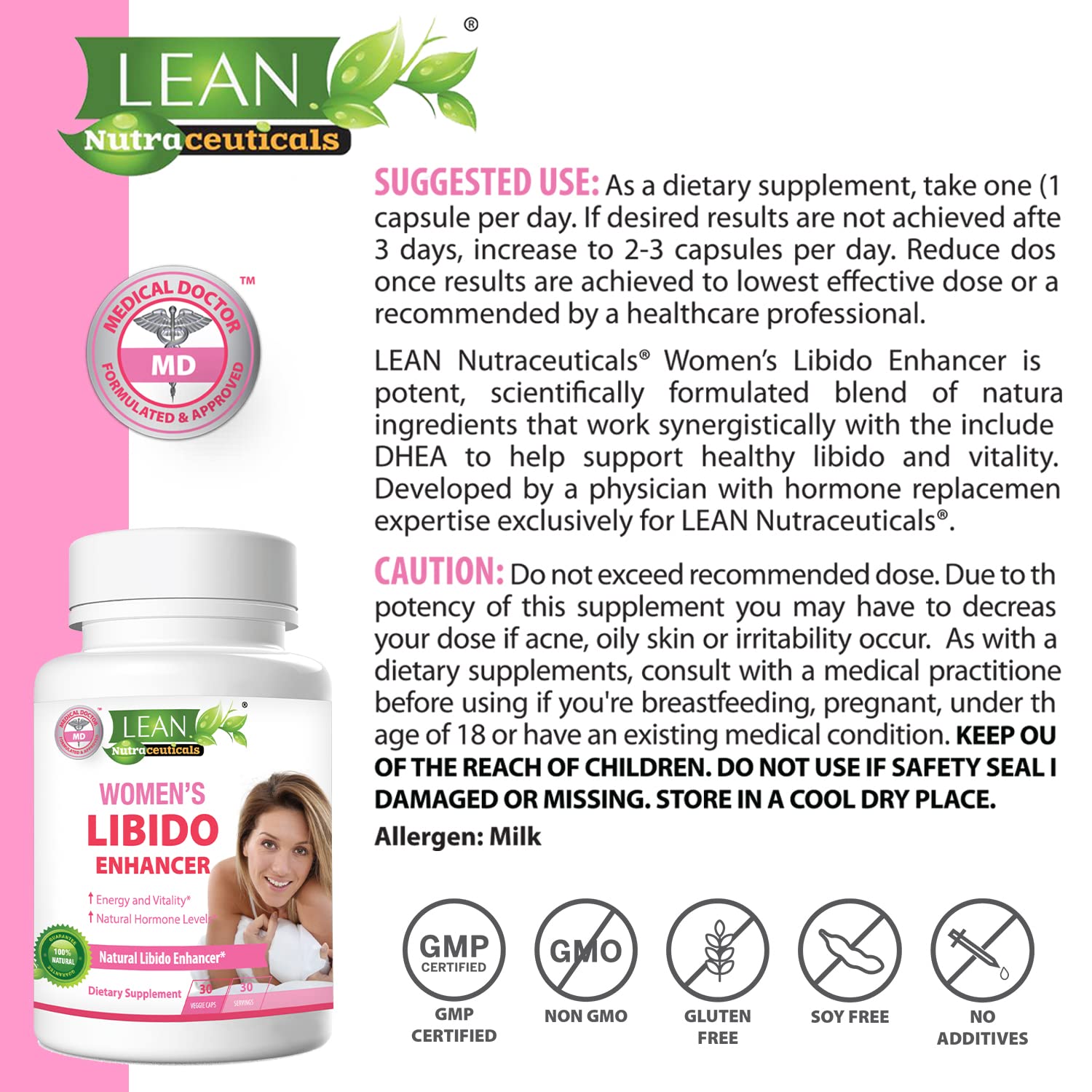 Composición de ingredientes naturales resaltando la pureza y formulación LEAN