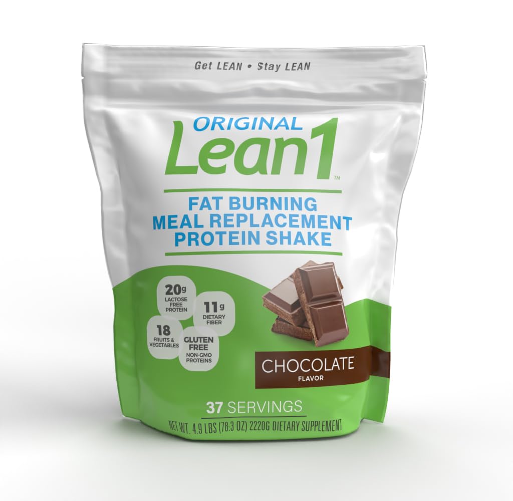 LEAN1 envase frontal chocolate mostrando diseño y cantidad