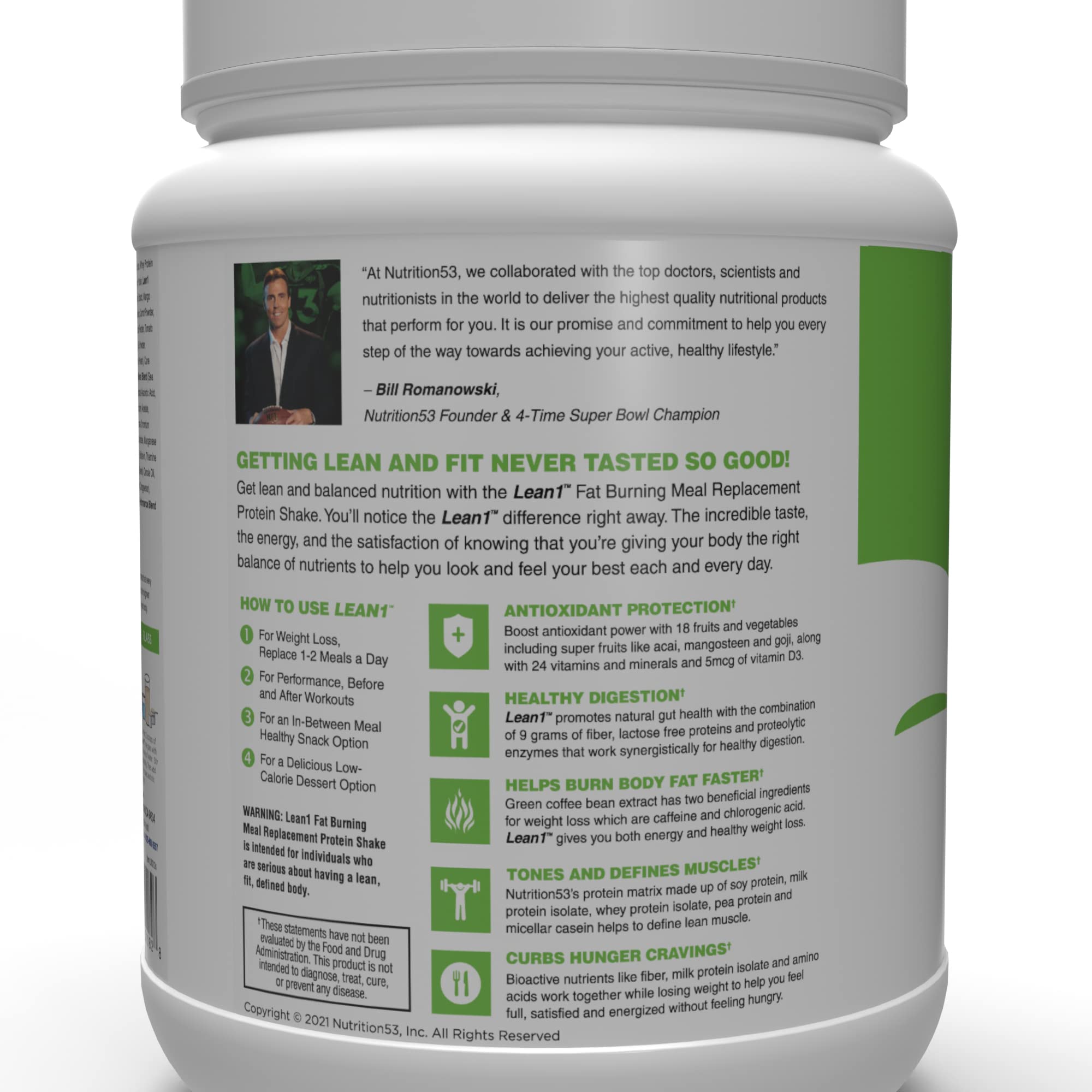 LEAN1 etiqueta nutricional detallada, beneficio transparencia de ingredientes