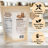 LEANBAKERS textura del polvo proteico cercano muestra mezcla fina y homogénea