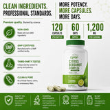 Leaping Lynx etiqueta nutricional legible que muestra 1200 mg y estandarización