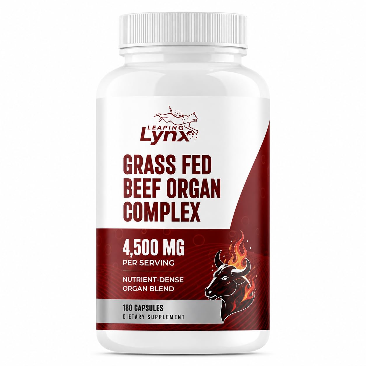 Leaping Lynx frasco frontal mostrando cápsulas y beneficio conveniencia