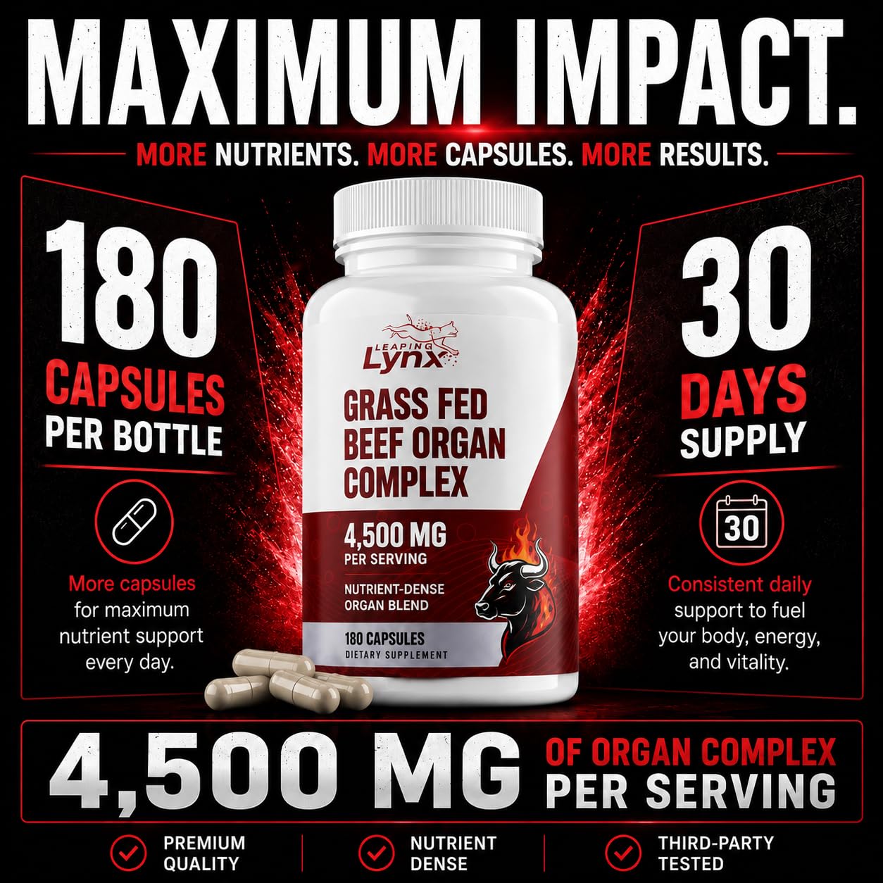 Leaping Lynx polvo de hígado desecado detalle, alta concentración nutricional