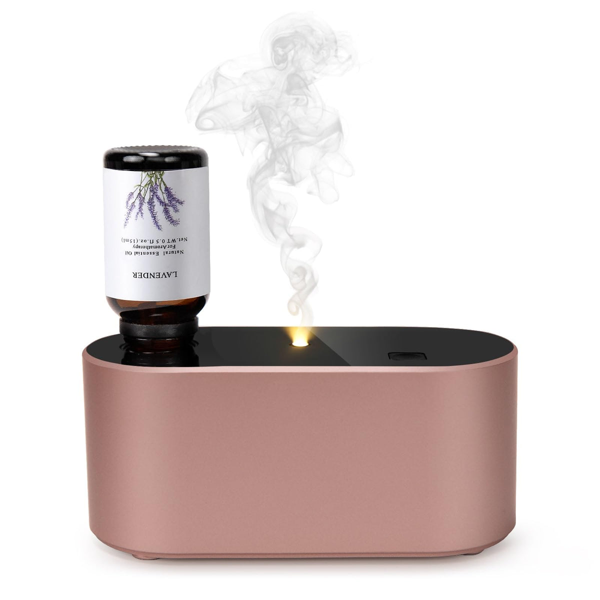 Lecdura difusor frontal rose gold mostrando diseño compacto y botón fácil