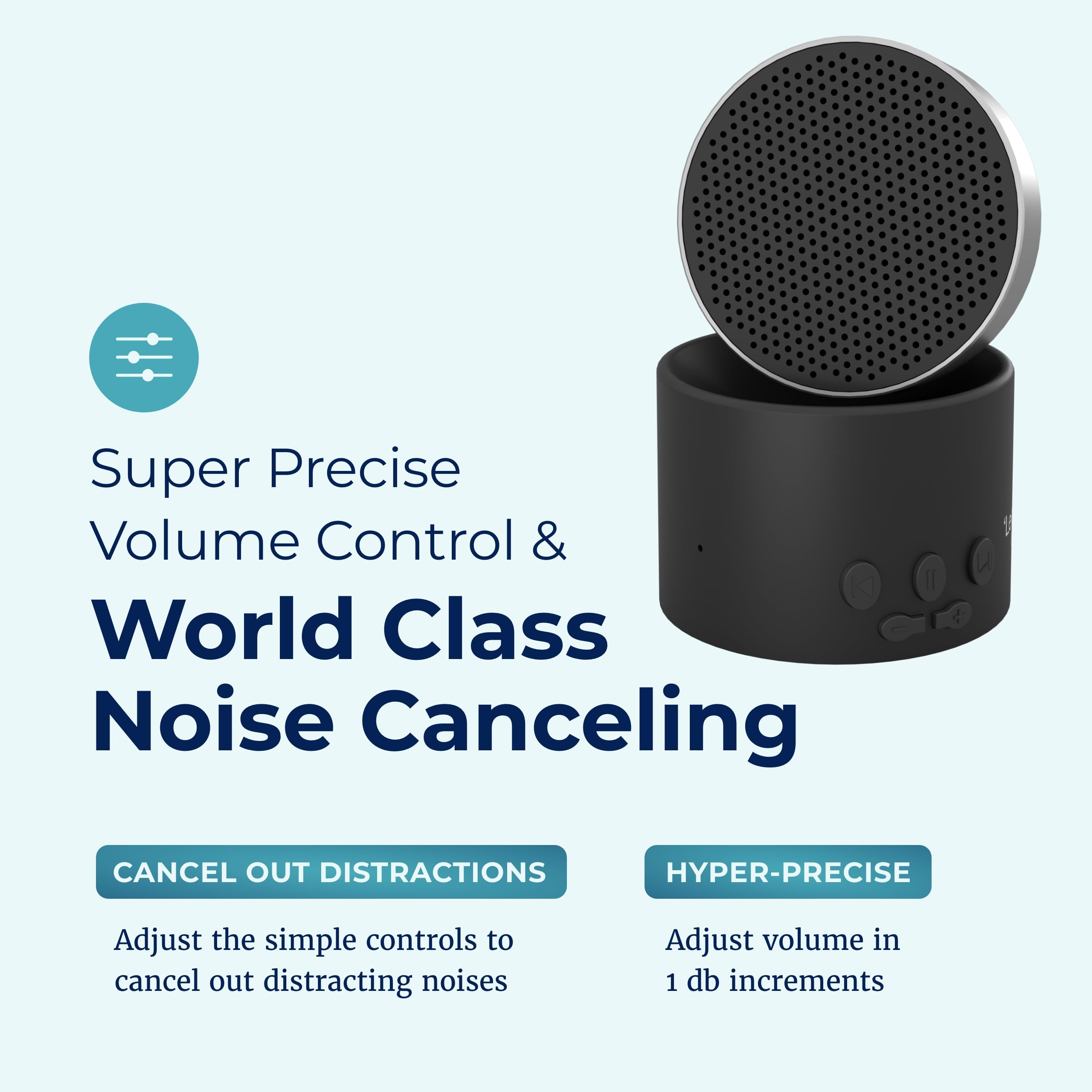 Adaptive Sound Technologies LectroFan Micro2 sobre mesita de noche creando ambiente para dormir