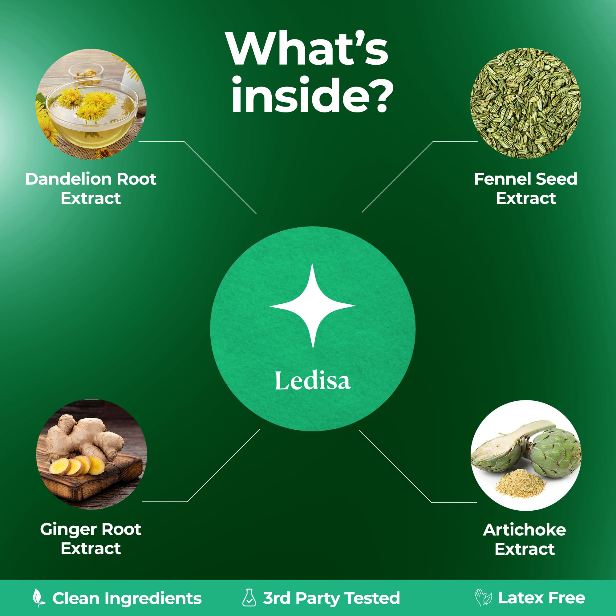 Etiqueta Ledisa con ingredientes diente de león y jengibre clara