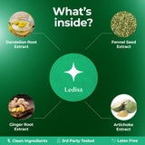 Etiqueta Ledisa con ingredientes diente de león y jengibre clara