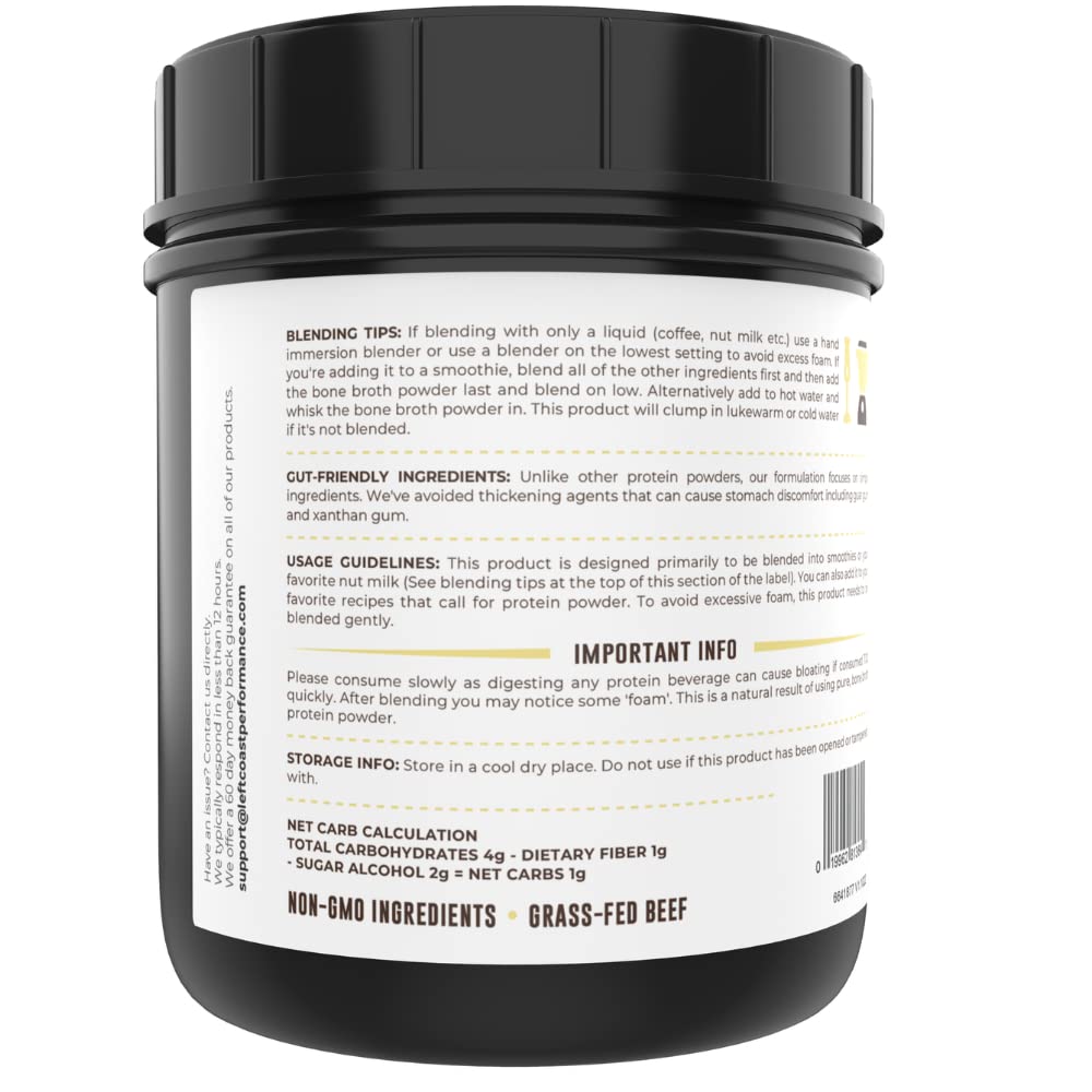 Left Coast Performance etiqueta nutricional en detalle con ingredientes claros