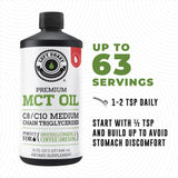 Left Coast Performance botella junto a medida para comparar tamaño y porciones