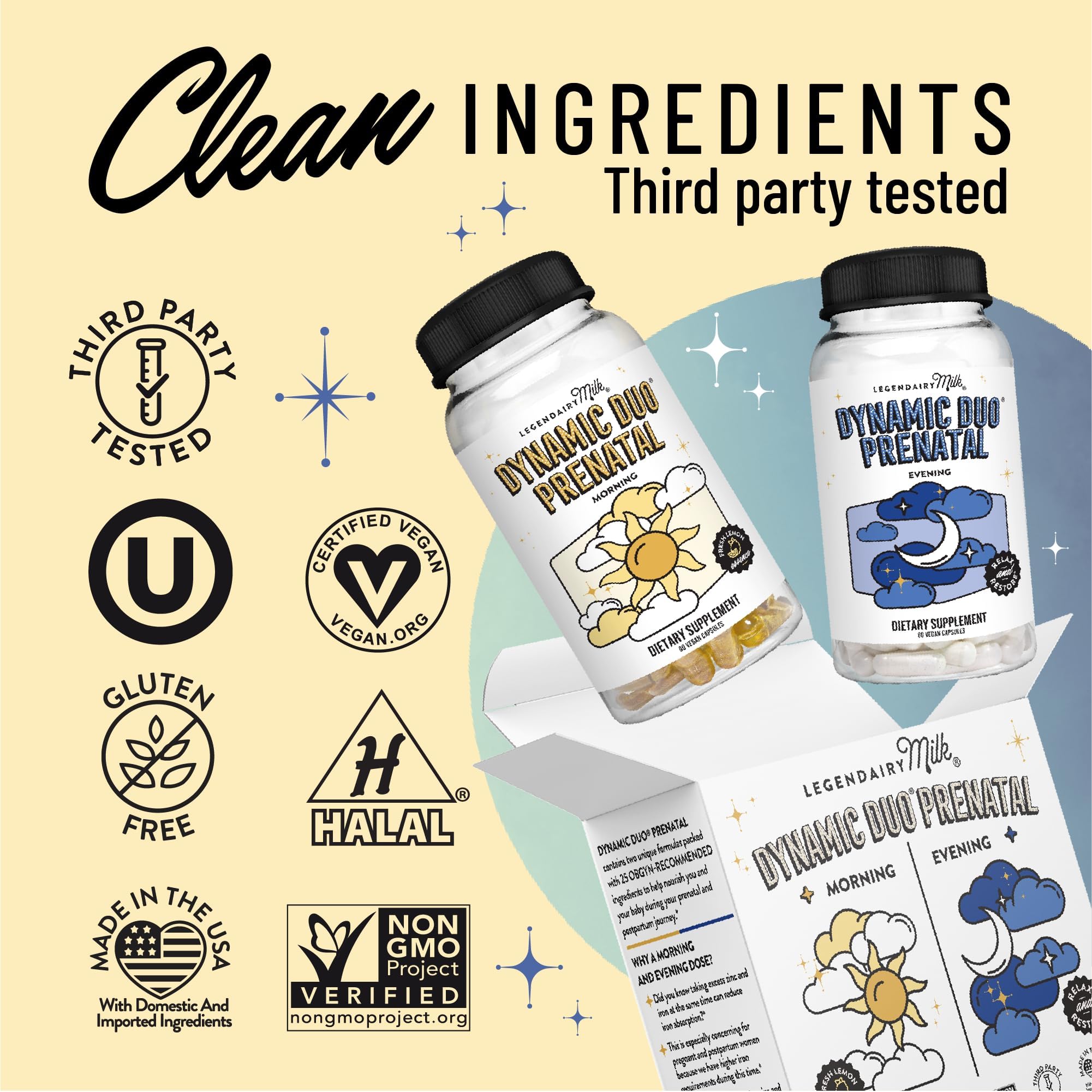 Legendairy Milk etiqueta con ingredientes principales y dosis especificadas