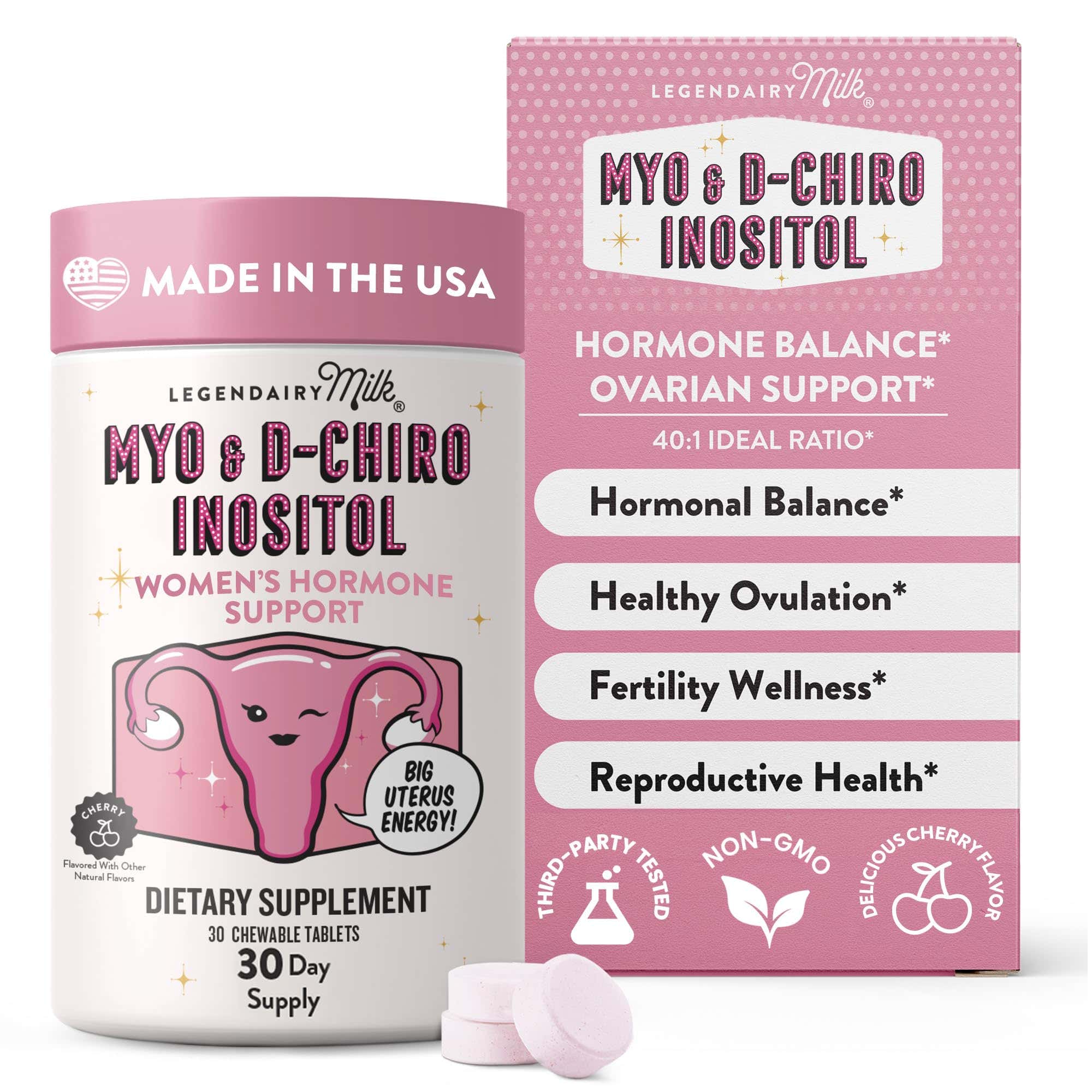 Legendairy Milk frente del envase mostrando sabor y cantidad, conveniente y claro