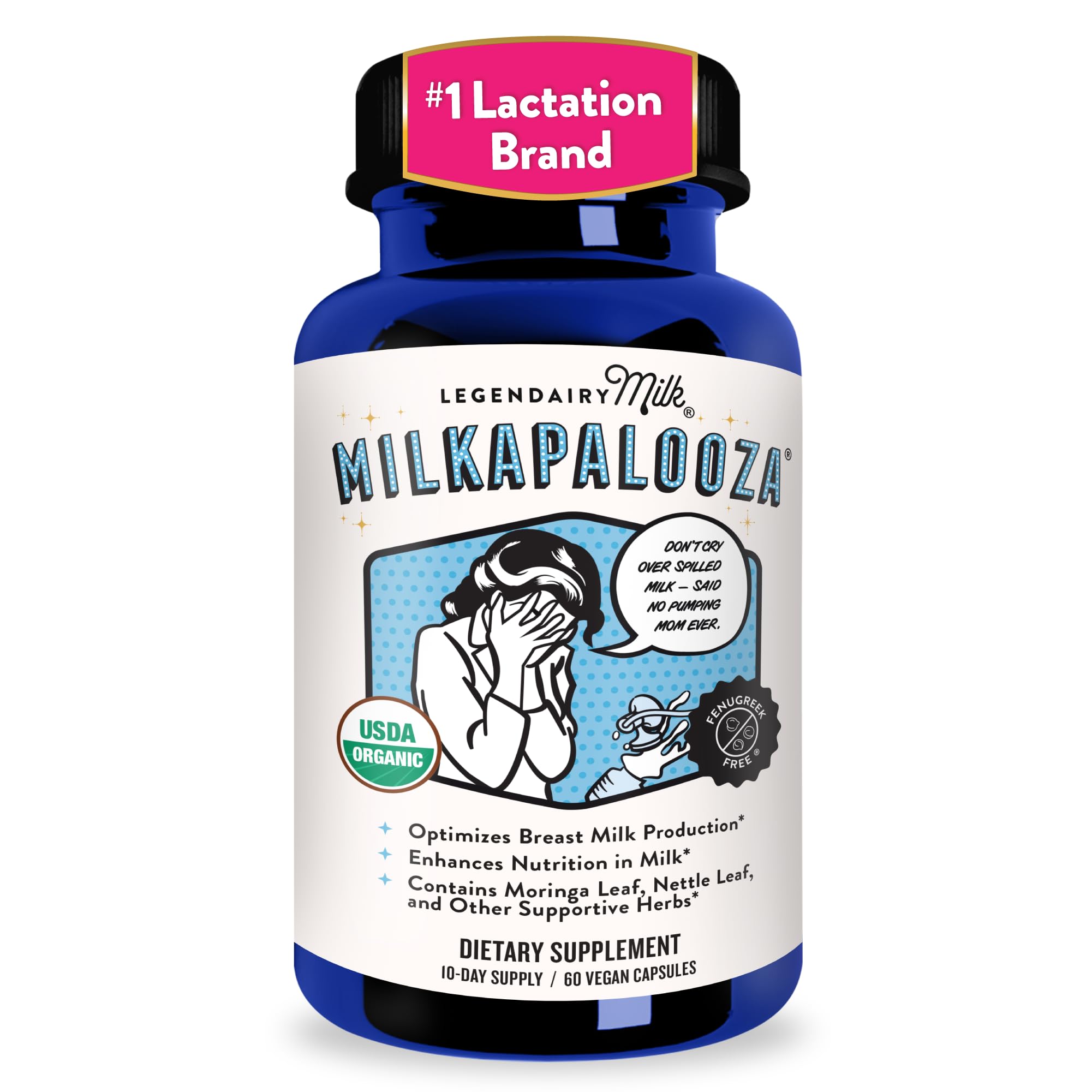 Legendairy Milk frente del producto mostrando etiqueta y beneficios
