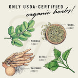 Legendairy Milk ingredientes orgánicos moringa hinojo y ortiga visibles