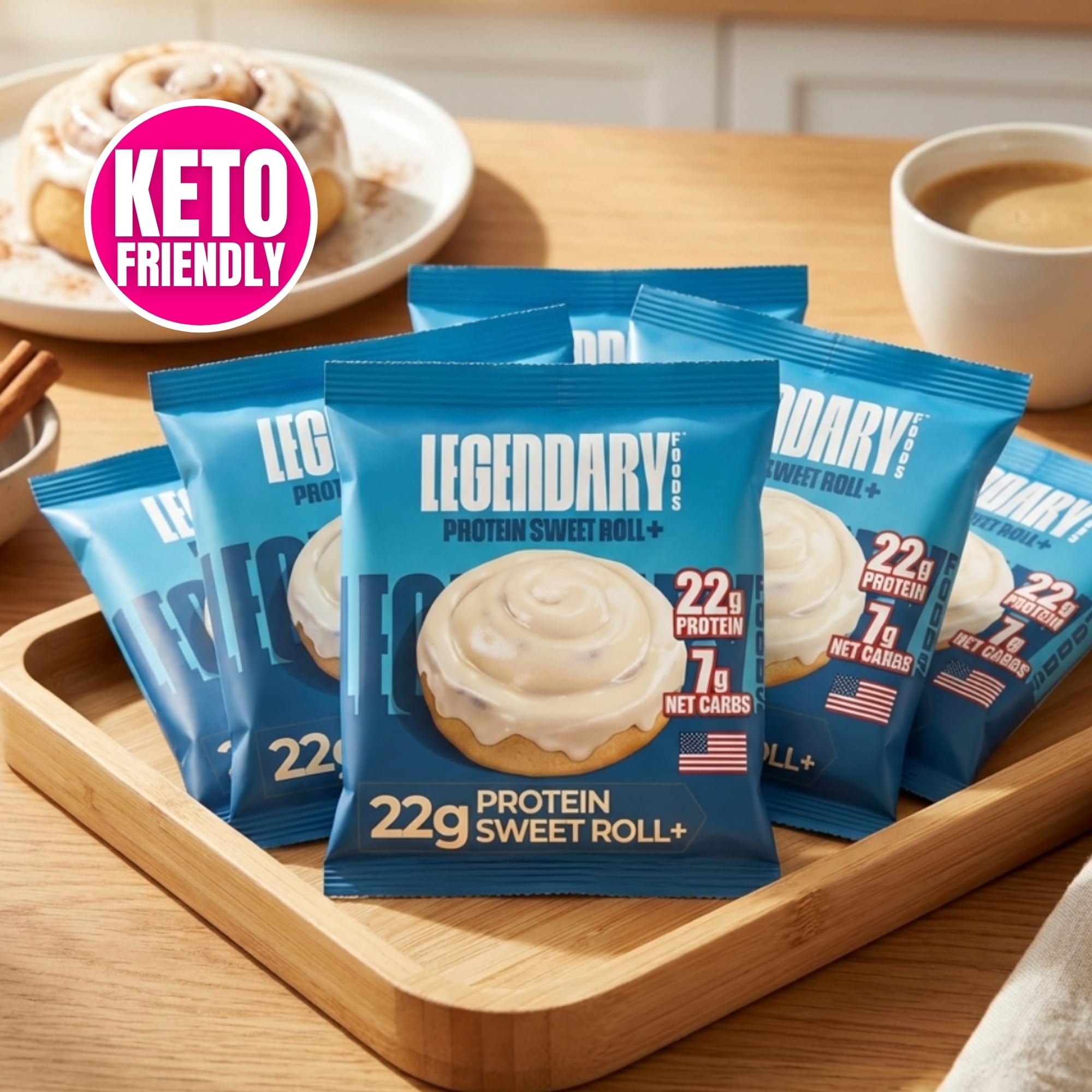 Legendary Foods en mesa de desayuno como alternativa baja en carbohidratos