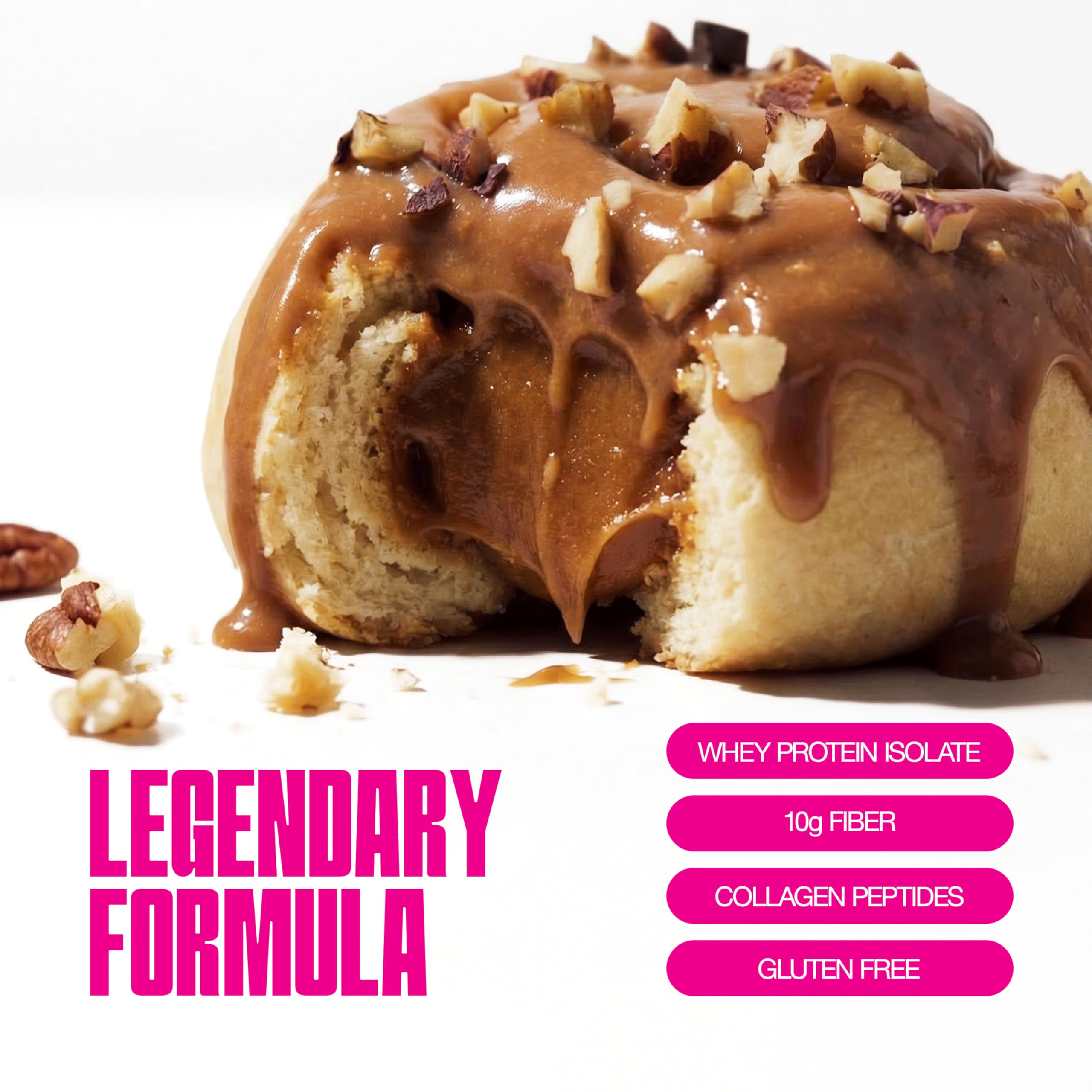 Legendary Foods ingredientes principales mostrados como fuente de proteína