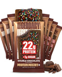 Legendary Foods frente del empaque mostrando el pastel proteico y beneficios