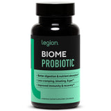 LEGION envase frontal mostrando suplemento probiótico y claridad de ingredientes