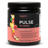 LEGION Pulse frente del envase mostrando diseño y sabor tropical