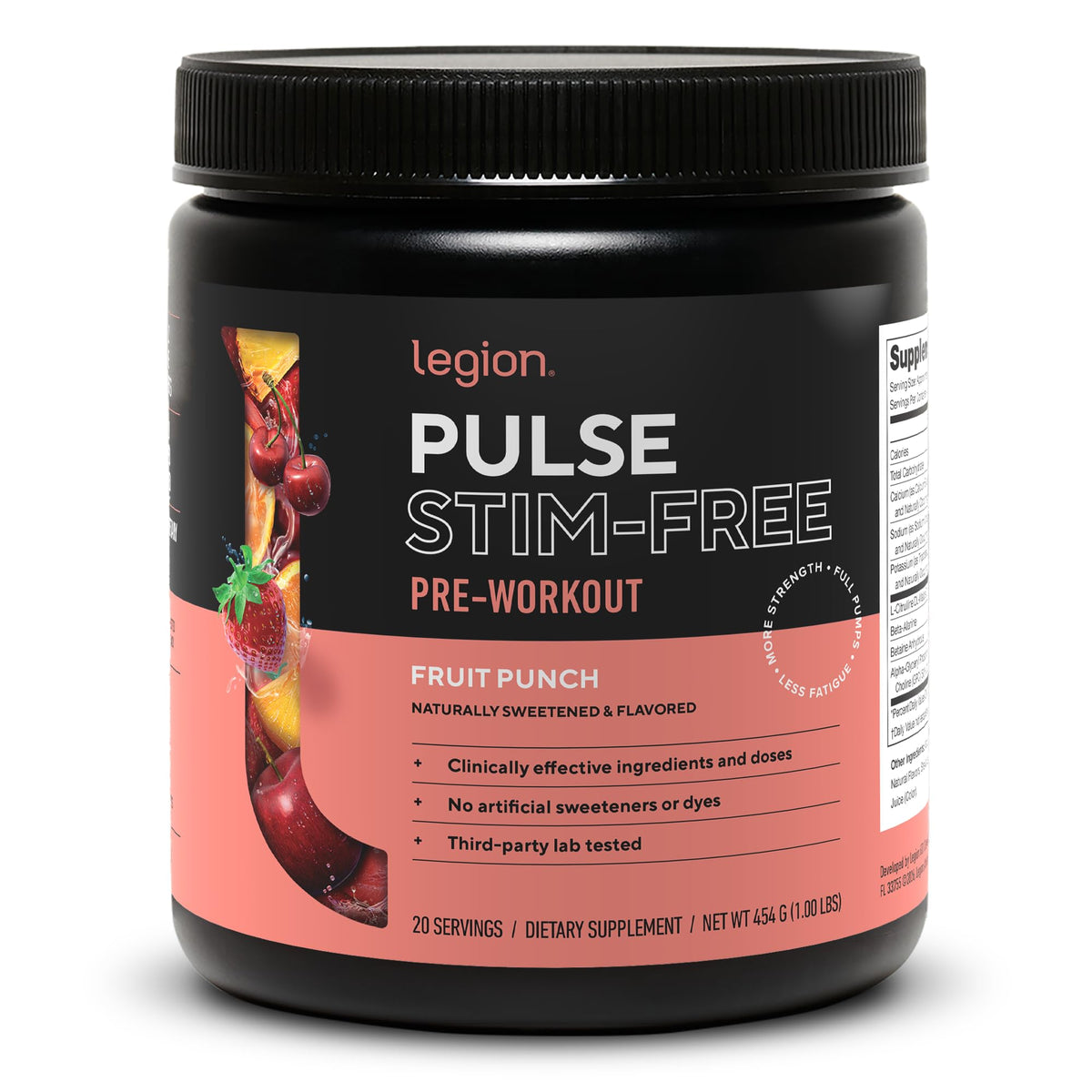 LEGION Pulse frente del envase mostrando diseño y sabor fruit punch