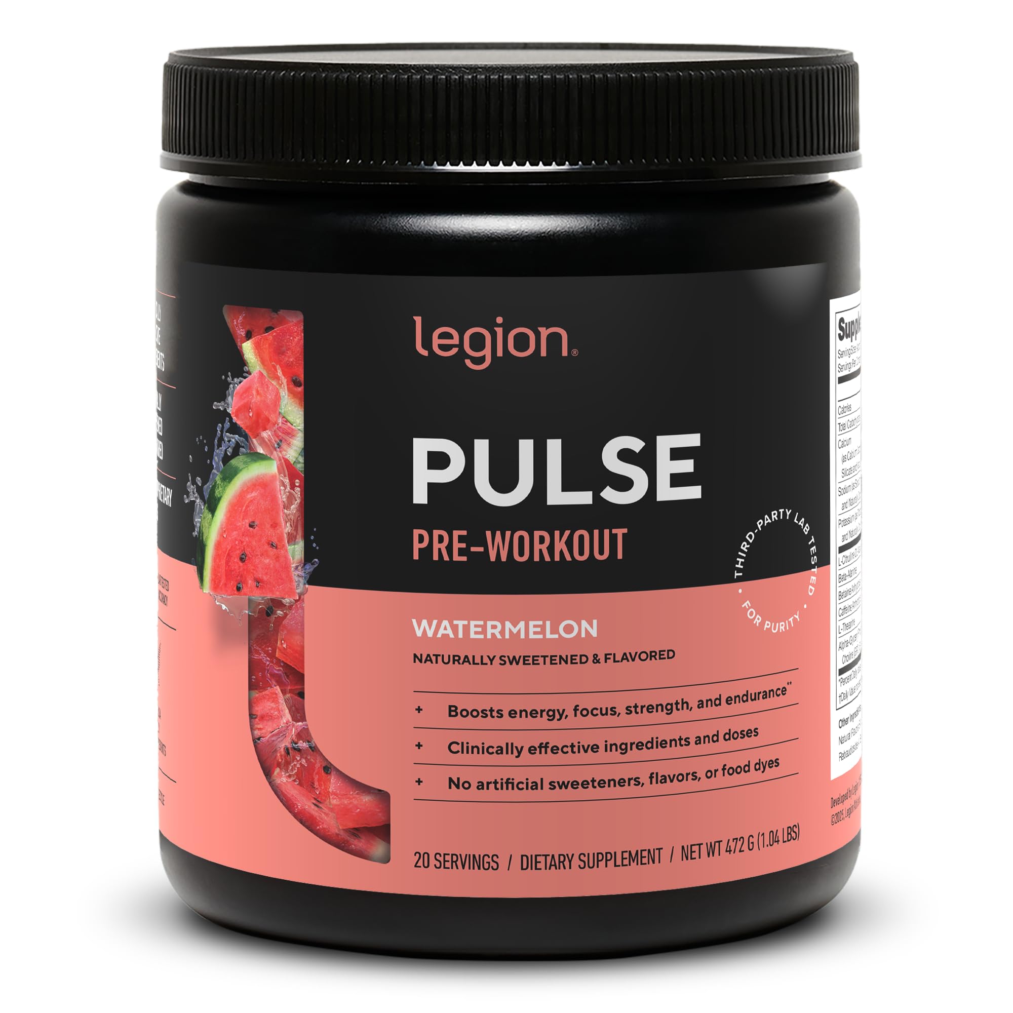 LEGION Pulse vista frontal del envase mostrando diseño y sabor sandía