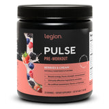 LEGION Pulse frente del envase mostrando sabor berries and cream y beneficios