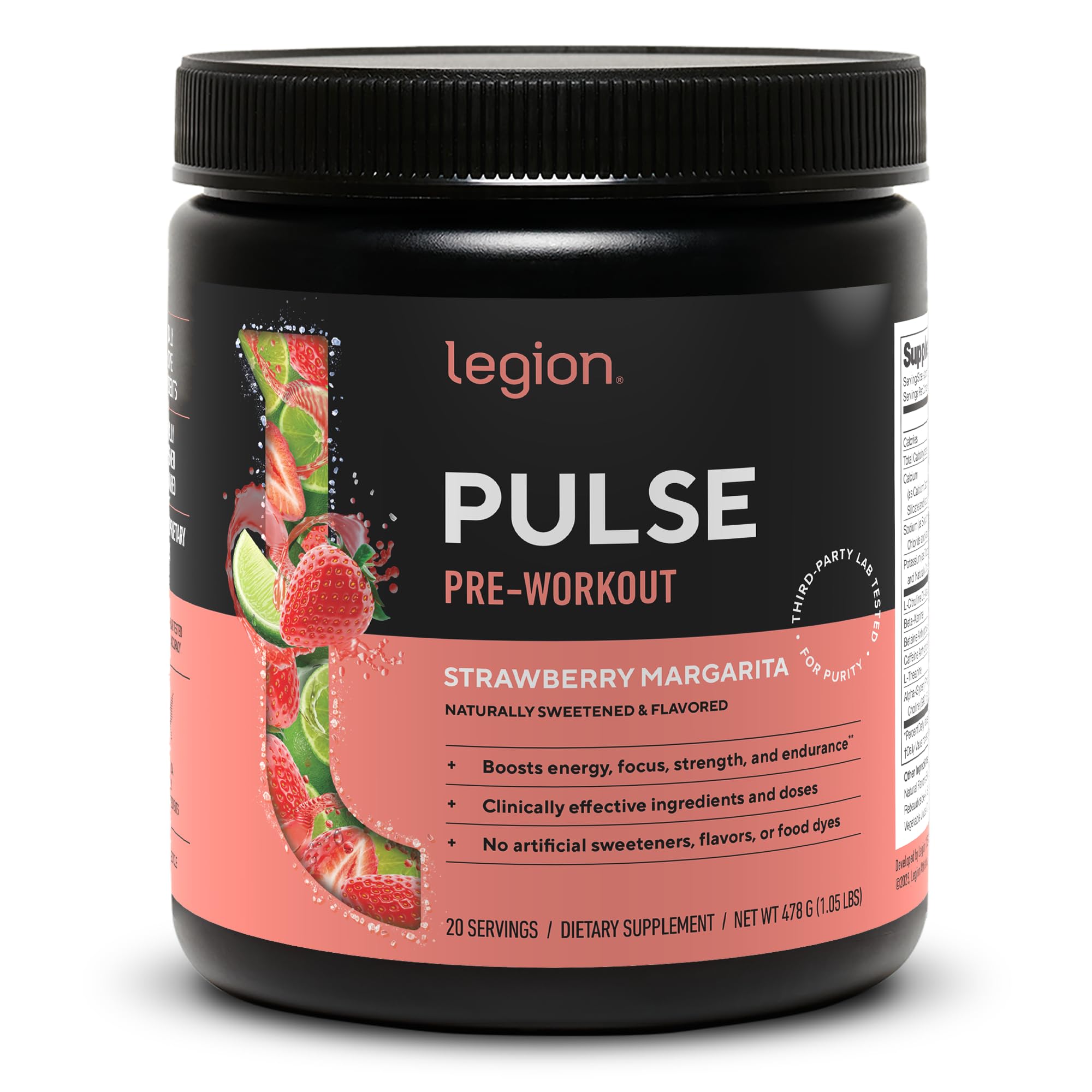 LEGION Pulse frente del envase mostrando diseño y sabor Strawberry Margarita