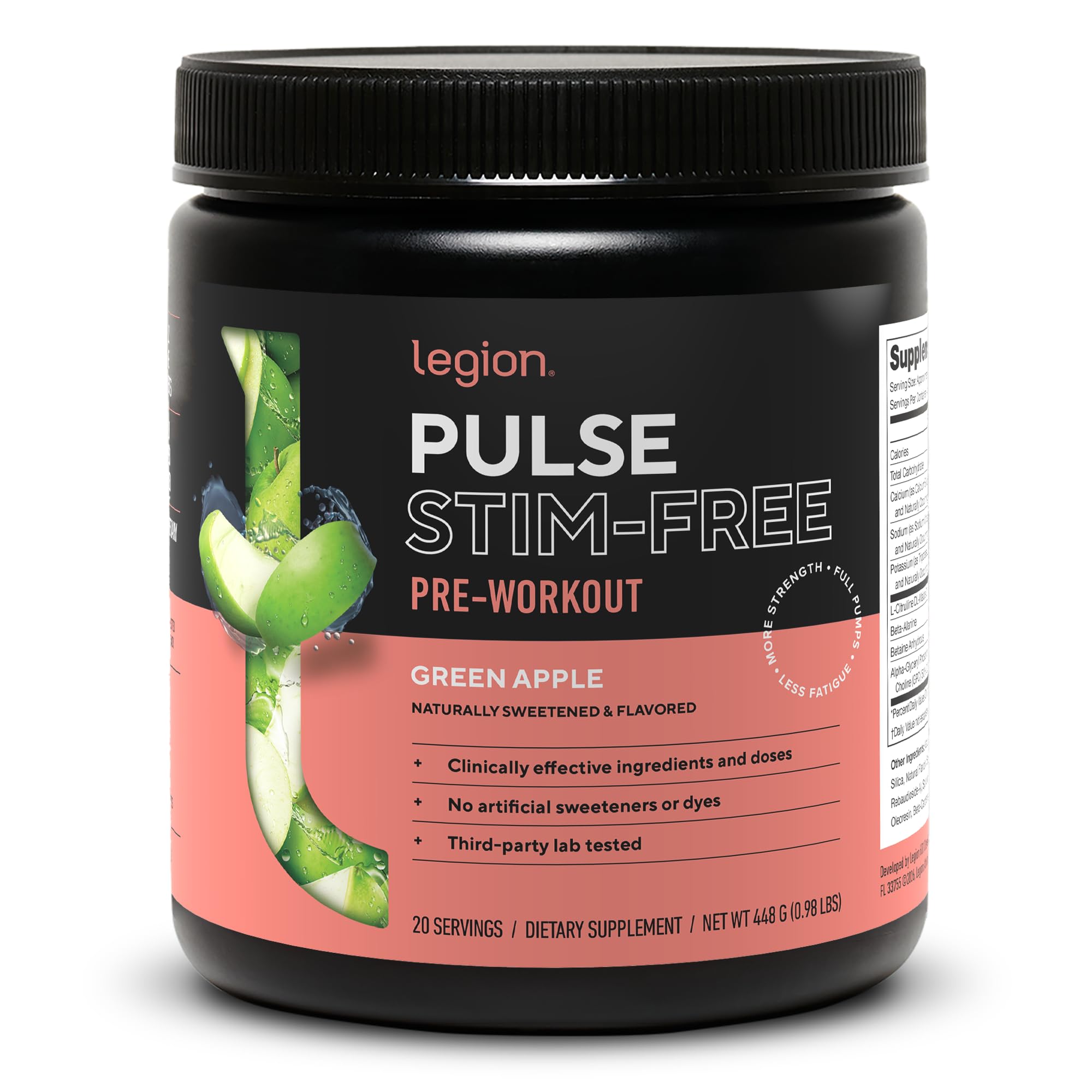 LEGION Pulse frente del envase mostrando diseño y sabor manzana verde