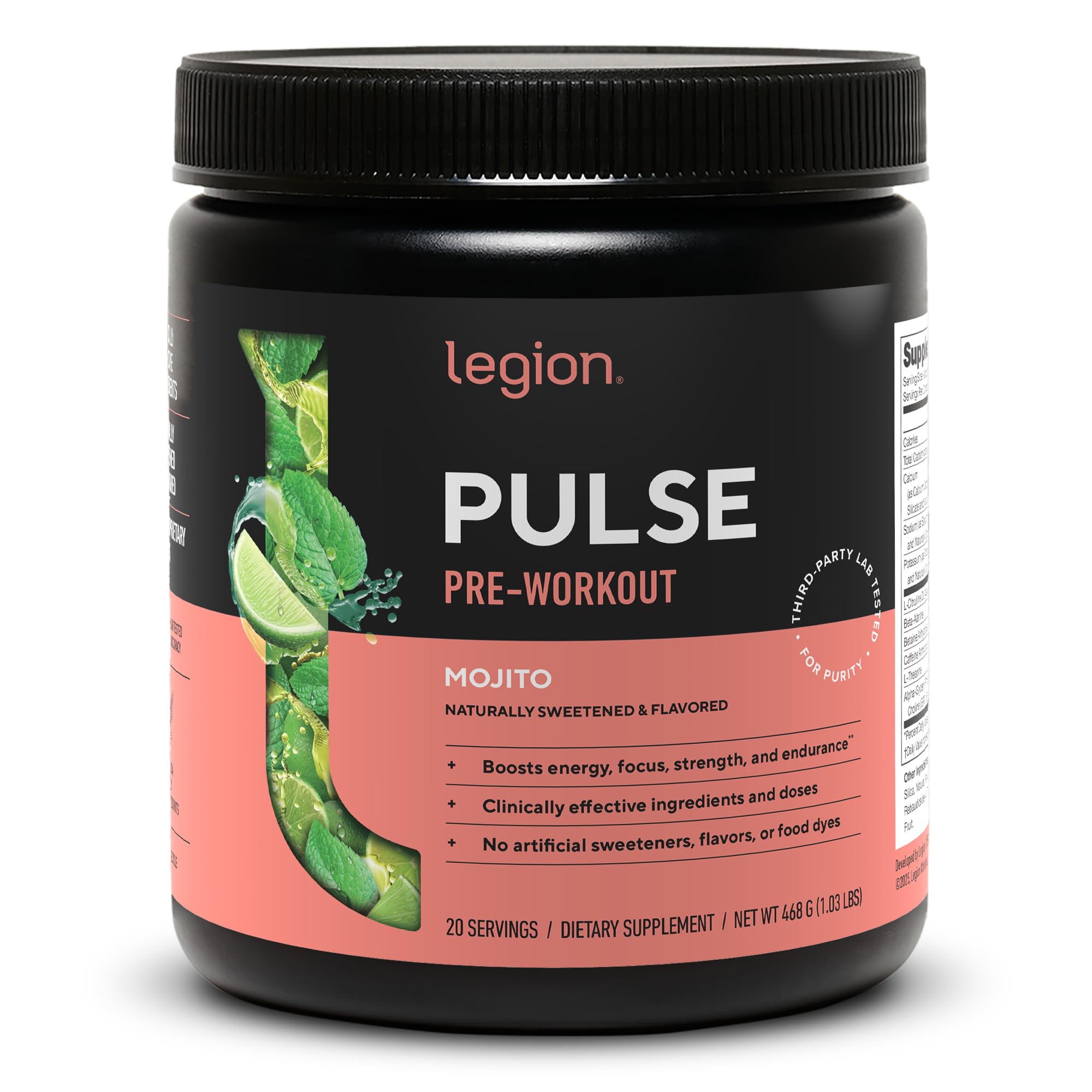LEGION Pulse envase frontal sabor Mojito mostrando diseño y claridad de ingredientes