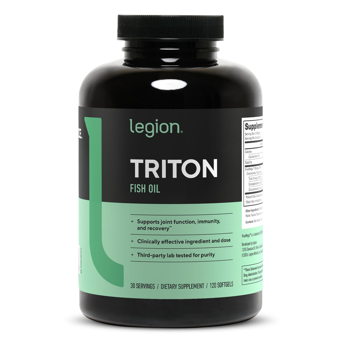 LEGION Triton vista frontal del envase mostrando beneficios y formato