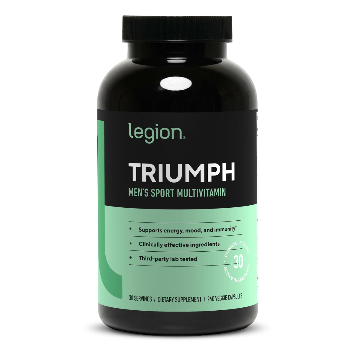 LEGION envase frontal del multivitamínico mostrando diseño y beneficios