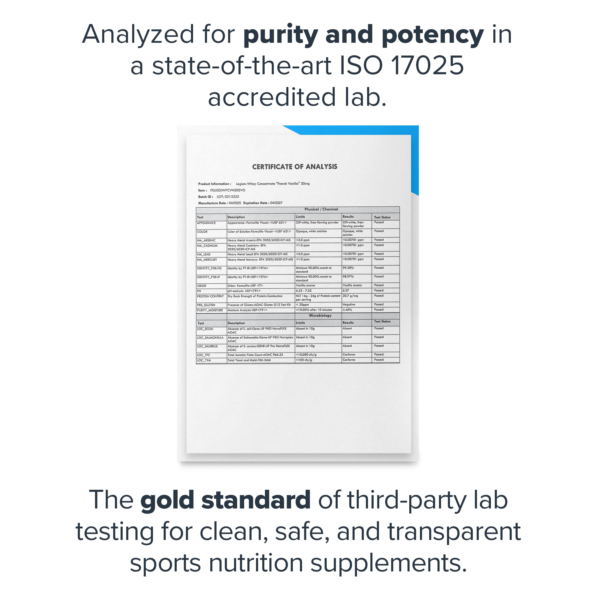 LEGION batido preparado en vaso ilustrando mezcla sin grumos y sabor