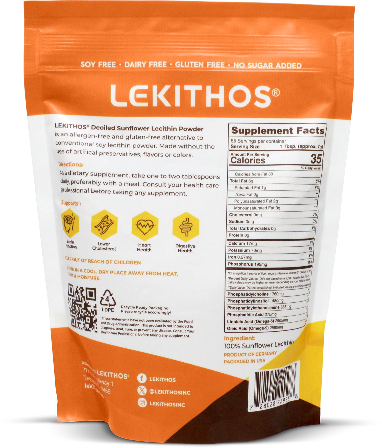Lekithos polvo en bol mostrando facilidad de mezcla