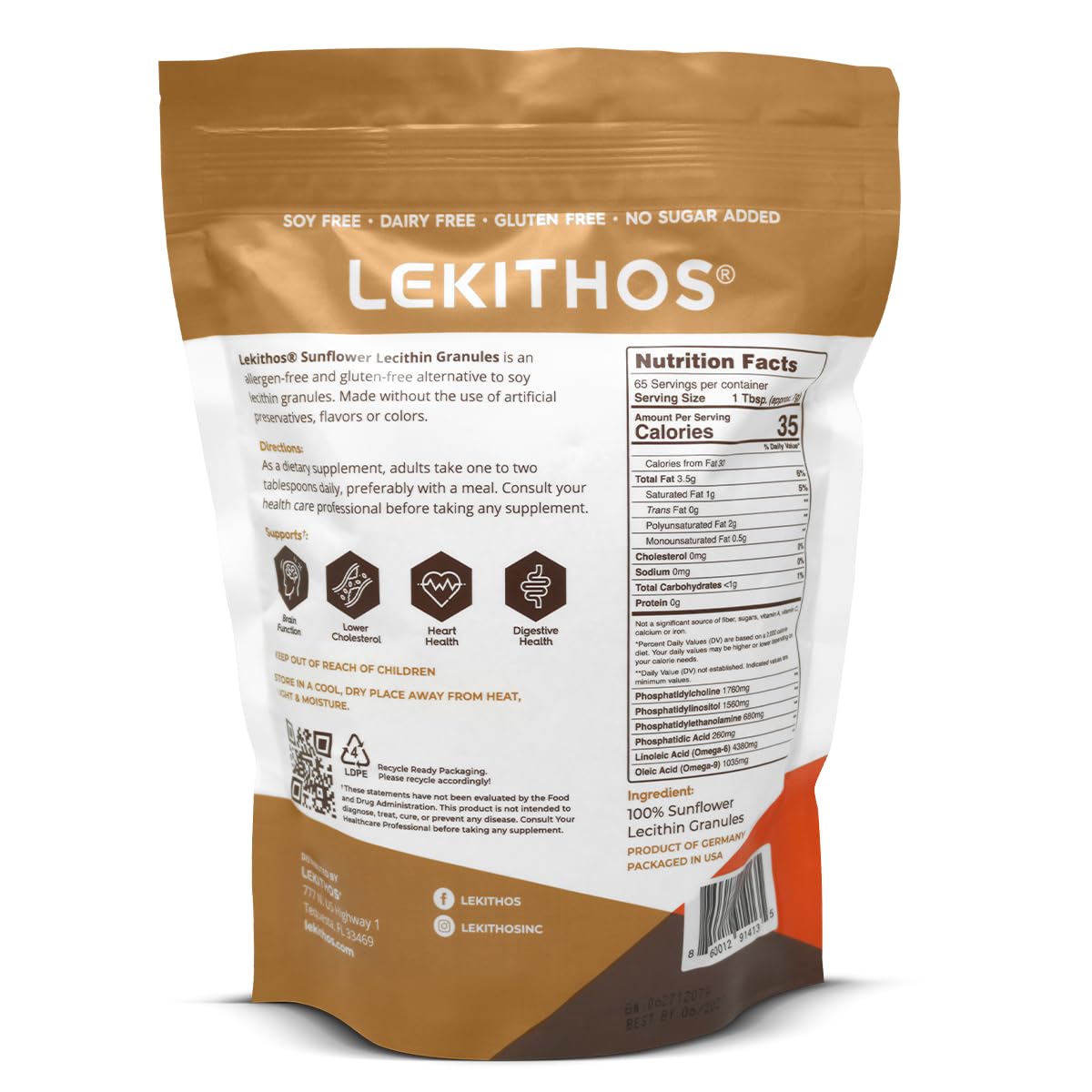 Lekithos gránulos en primer plano destacando textura y fácil disolución en recetas