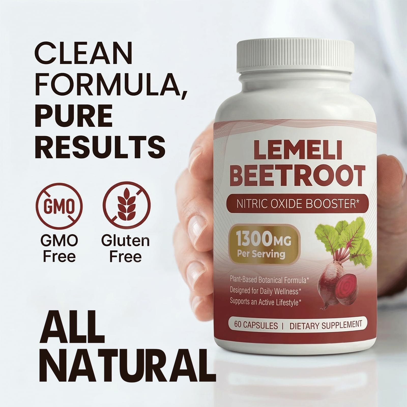 LEMELI BEETROOT cápsulas vegetales primer plano para toma cómoda