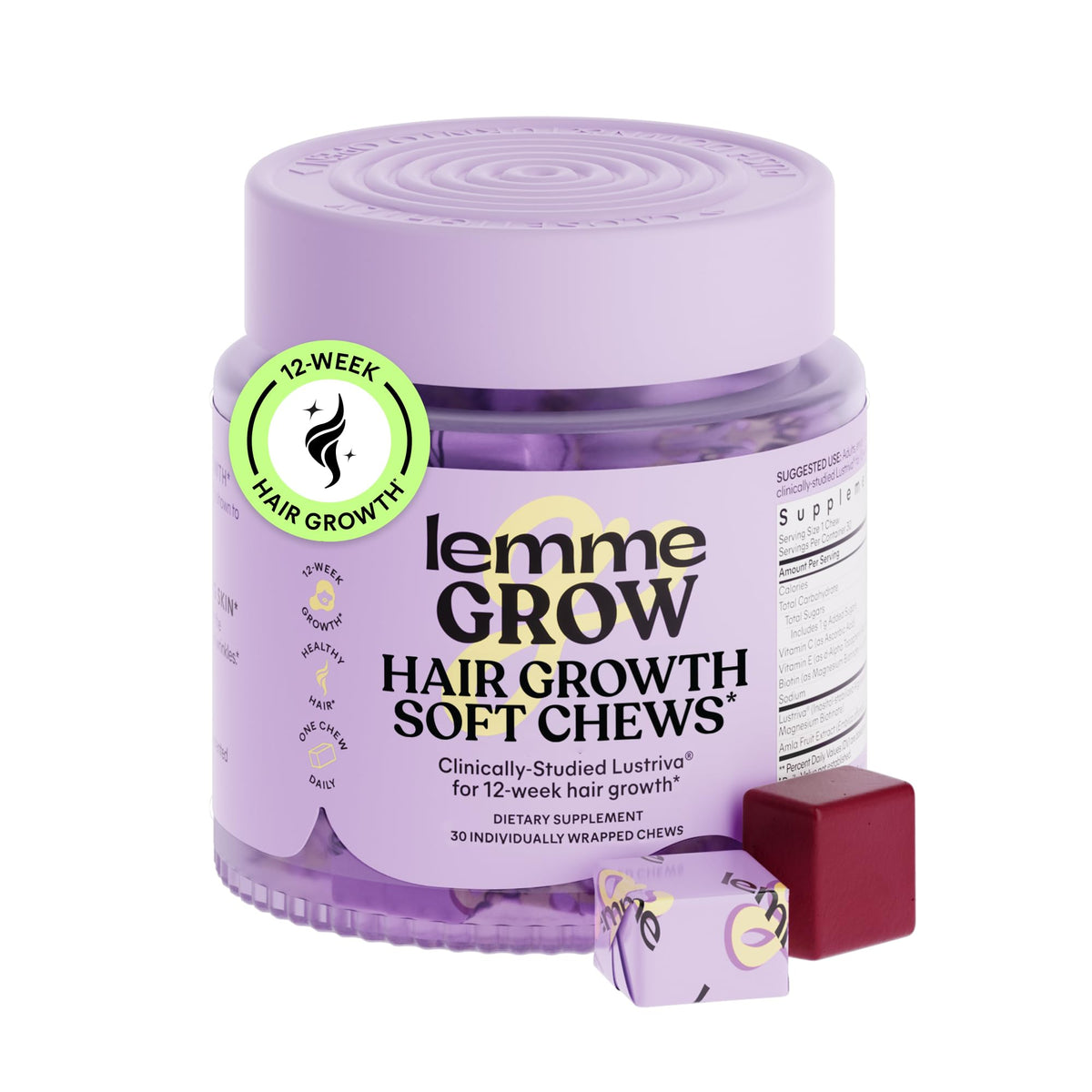 Lemme Grow frente del empaque mostrando formato y beneficio de uso diario