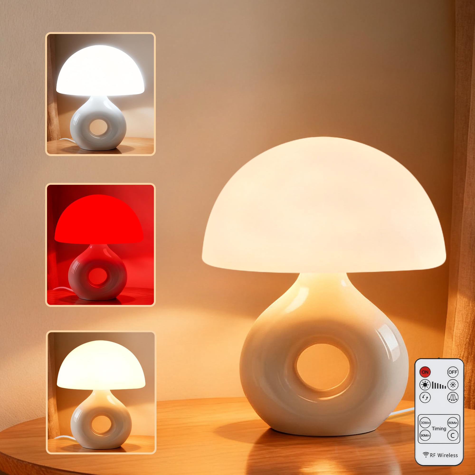 LemSen lámpara seta frontal mostrando diseño elegante y luz ambiental