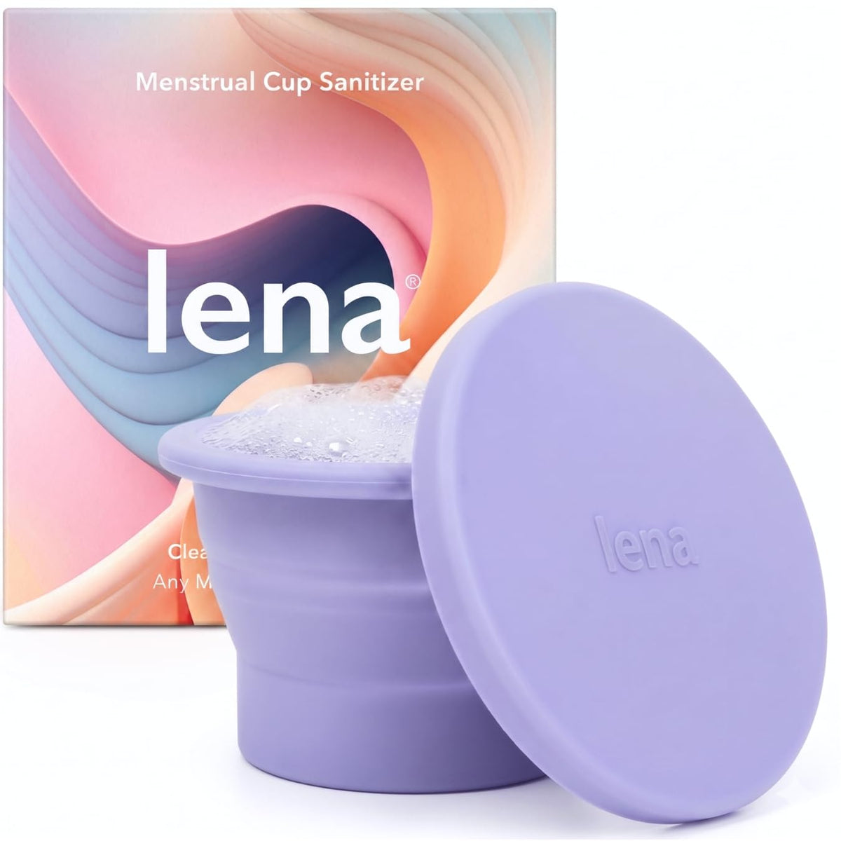 LENA estuche frontal lila mostrando almacenamiento seguro