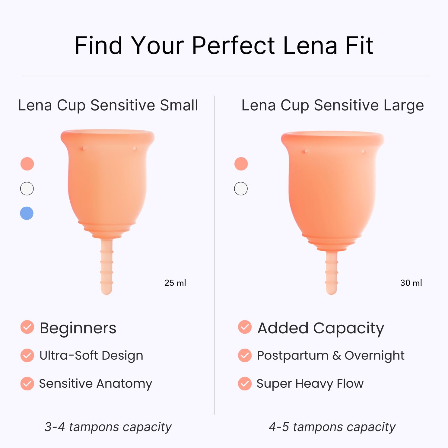 LENA copa doblada indicando opciones de plegado para inserción