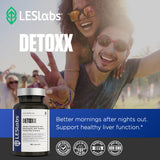 LES Labs DeToxx cápsula en mano para ver tamaño y dosificación