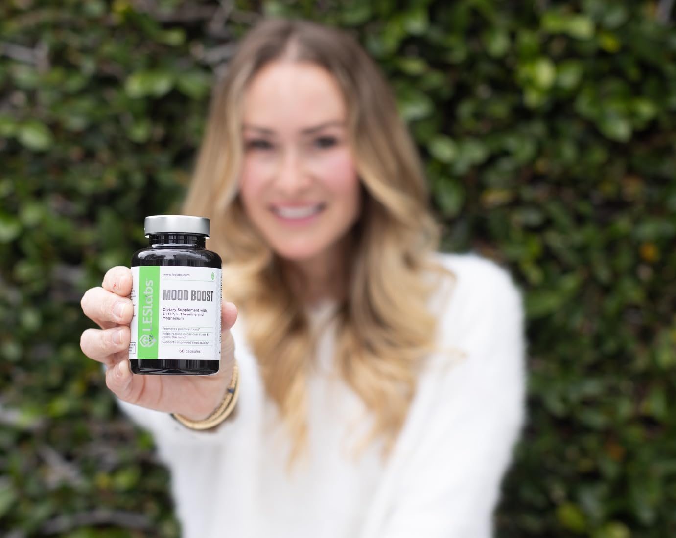 LES Labs etiqueta con ingredientes y beneficios para apoyo del ánimo