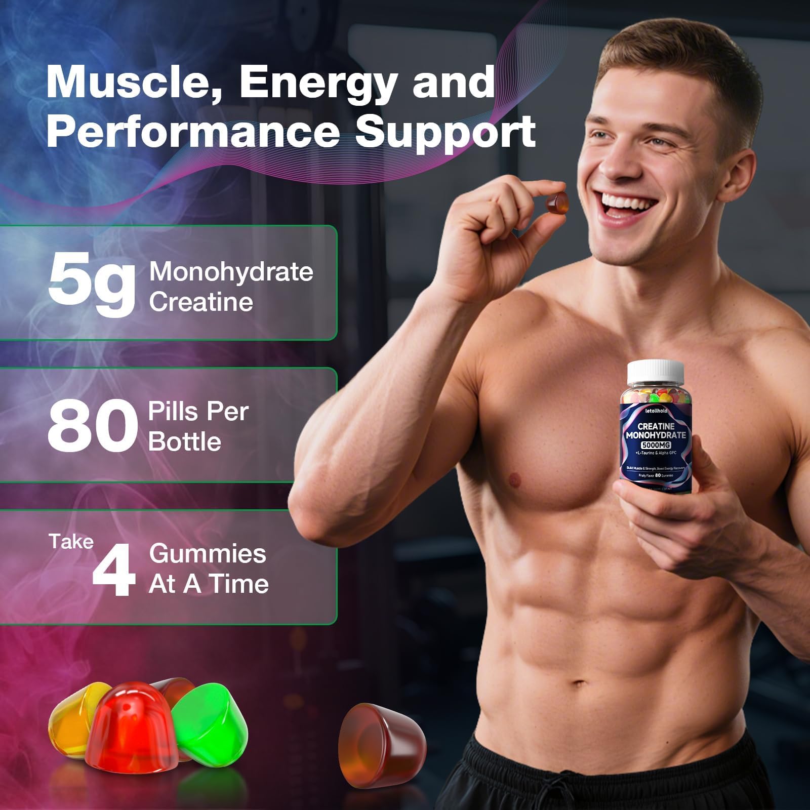 letollhold deportista disfrutando gominola para energía y enfoque pre-entreno
