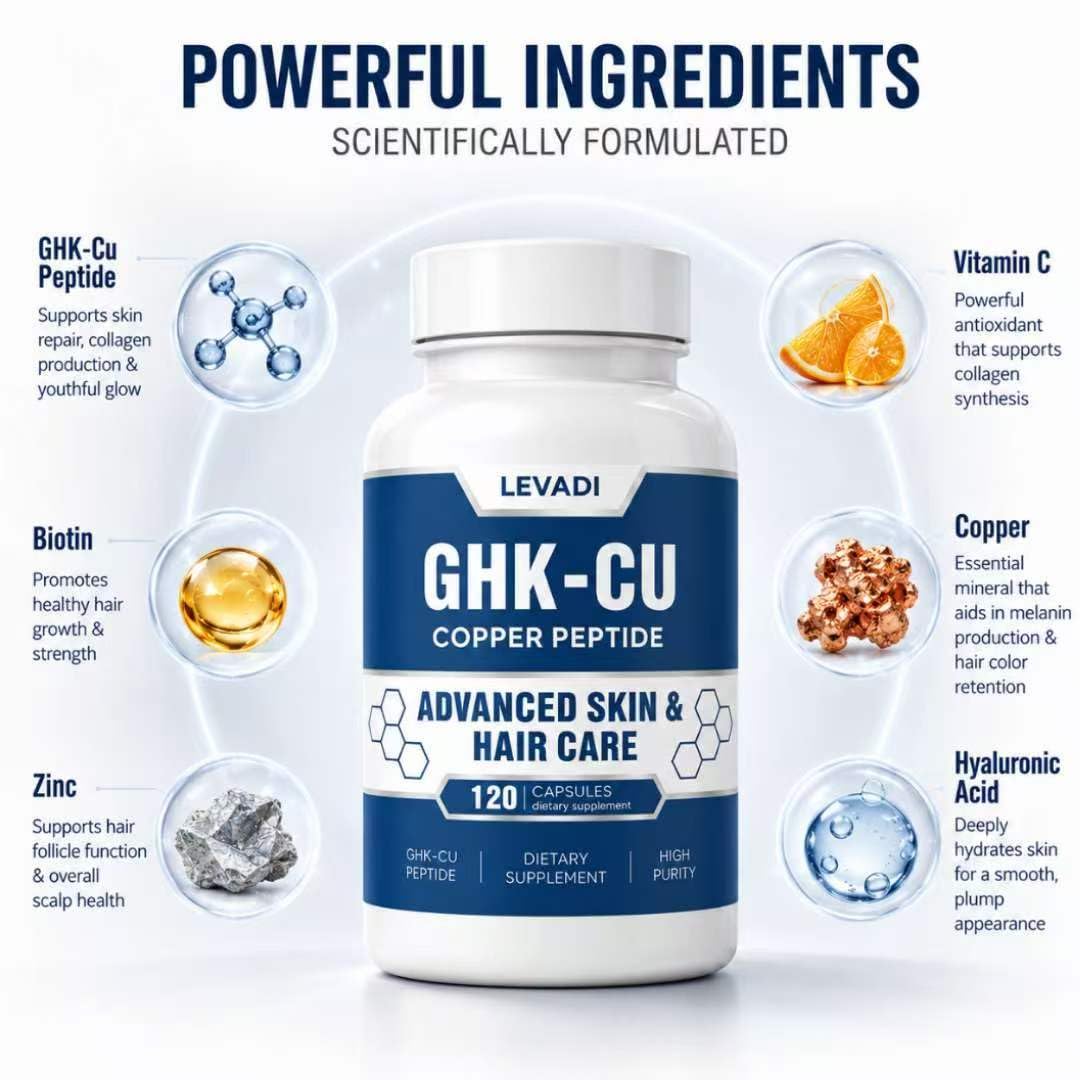 LEVADI etiqueta con información de GHK-Cu y datos de calidad