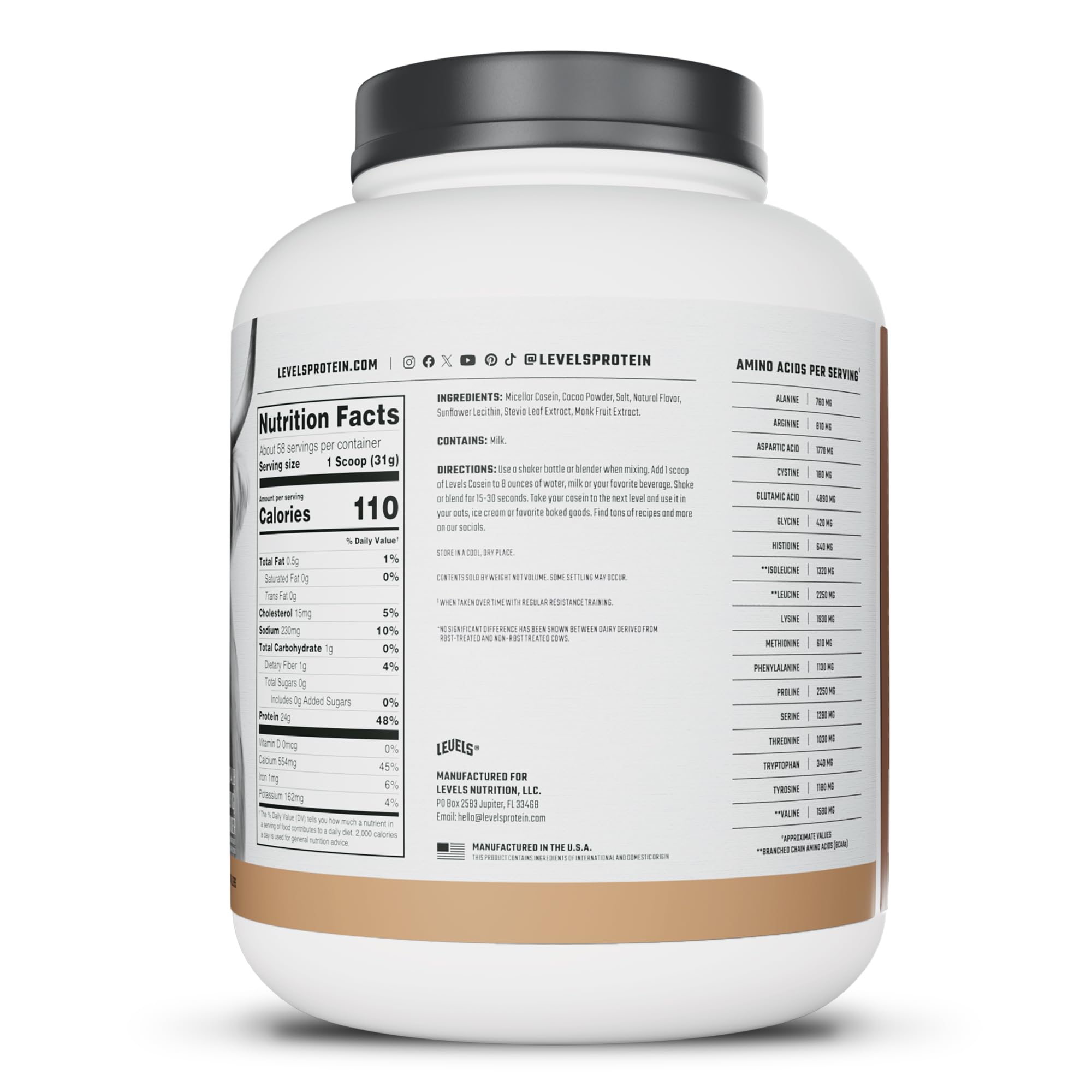 Levels Nutrition smoothie chocolatoso con casein, ideal para meriendas
