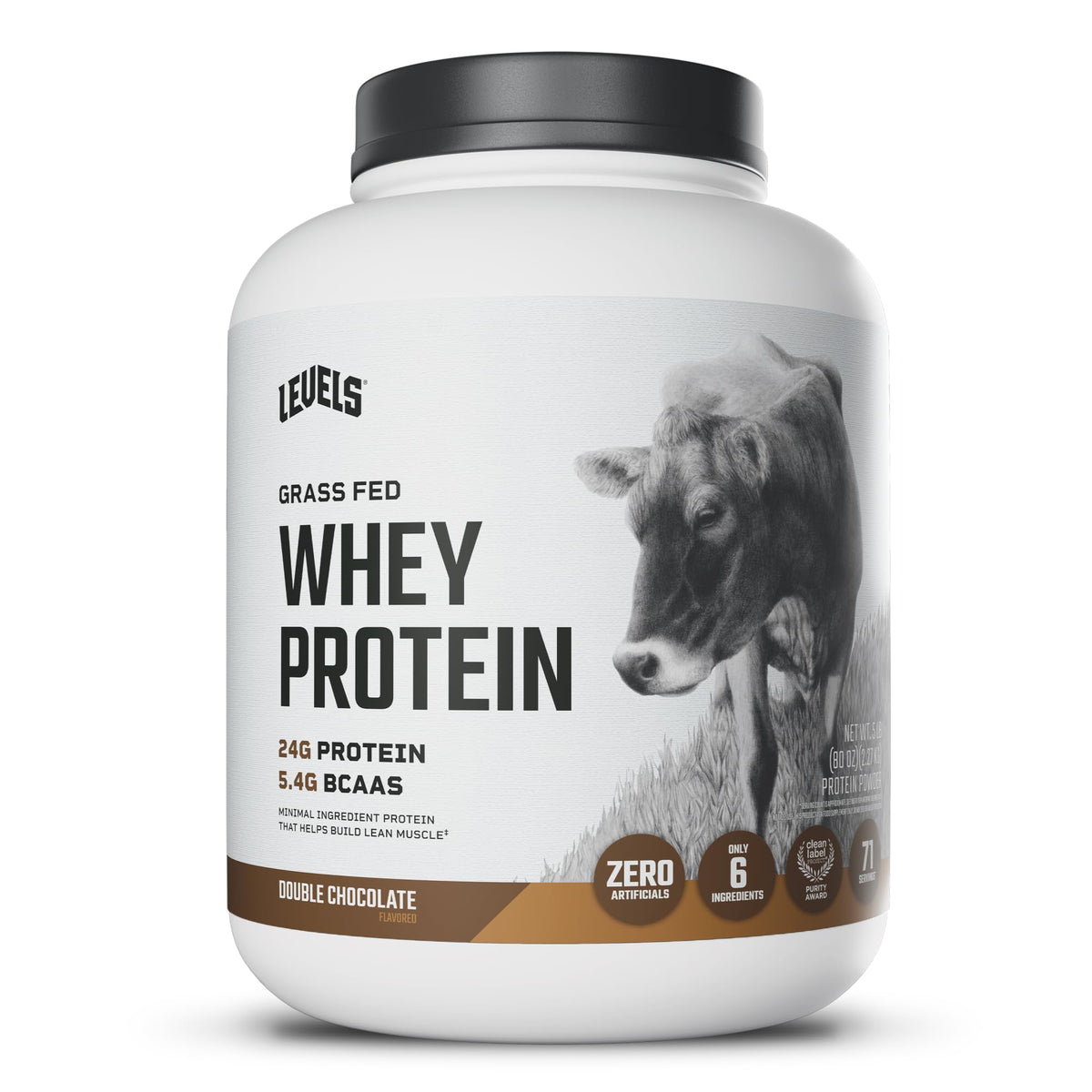 Levels Nutrition envase Double Chocolate mostrando etiqueta y beneficio proteína limpia