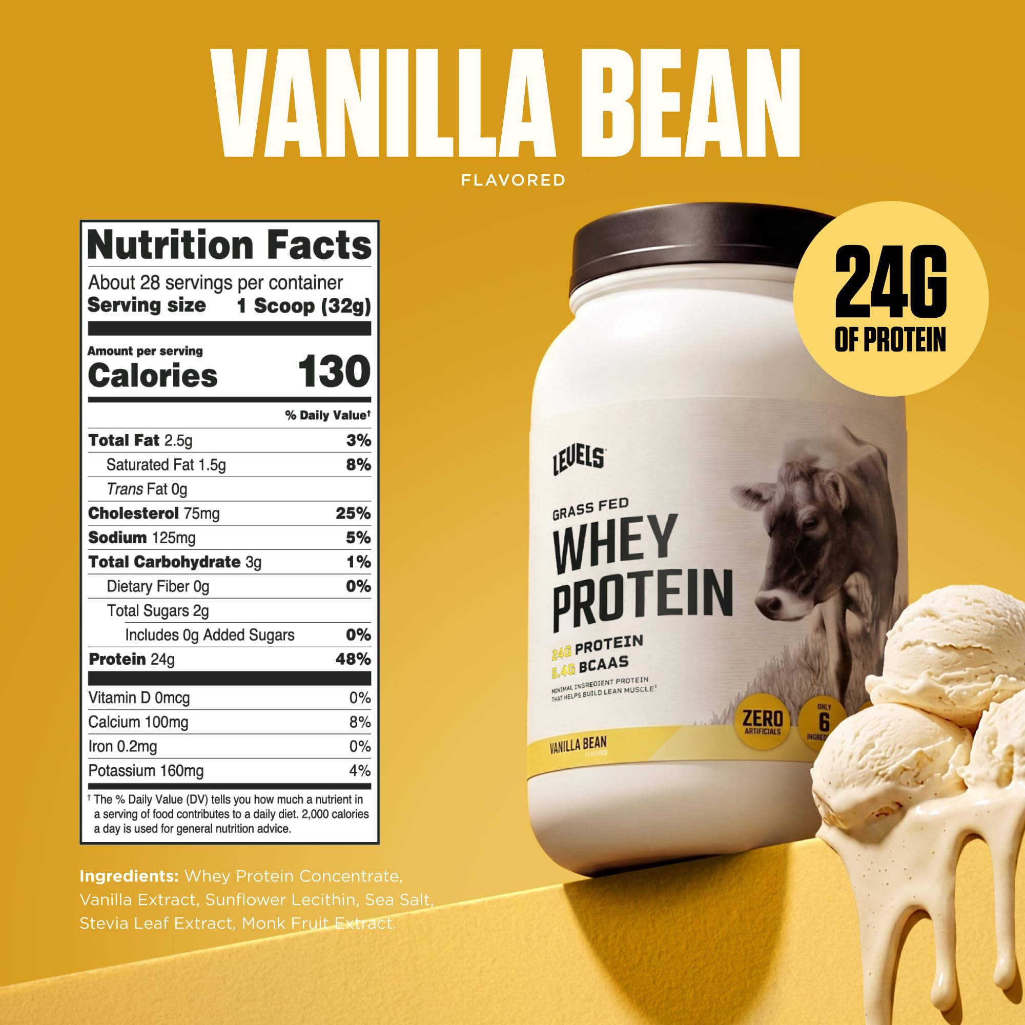 Levels Nutrition batido de vainilla servido en vaso listo para consumo rápido