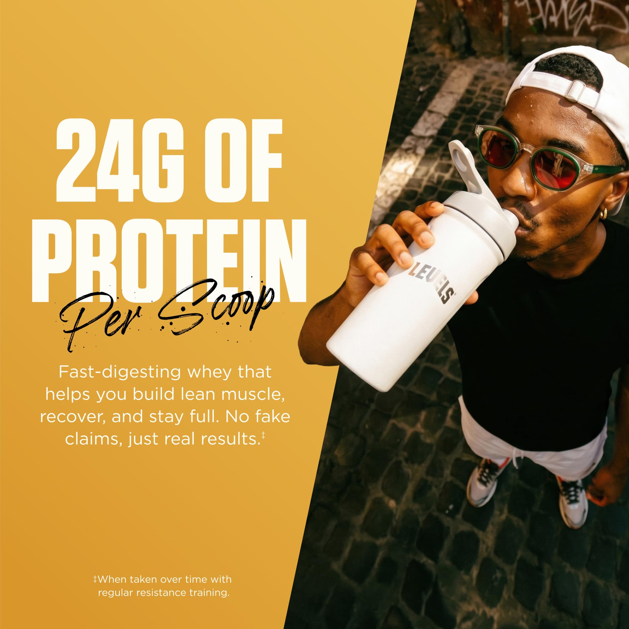 Levels Nutrition: primer plano de la etiqueta con ingredientes limpios
