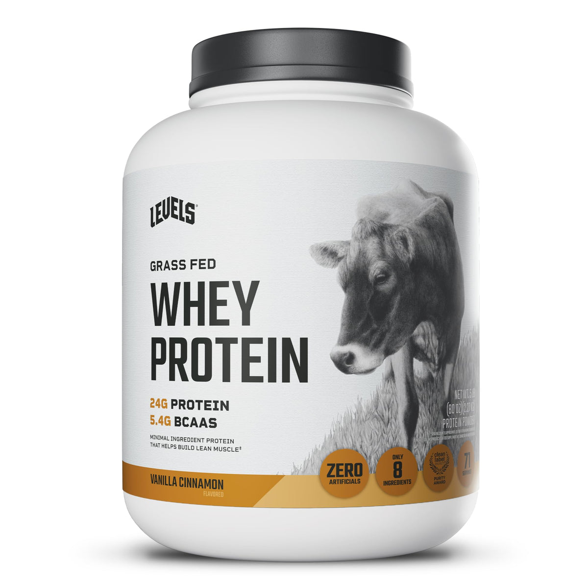 Levels Whey frente del envase mostrando diseño y tamaño, confianza y claridad