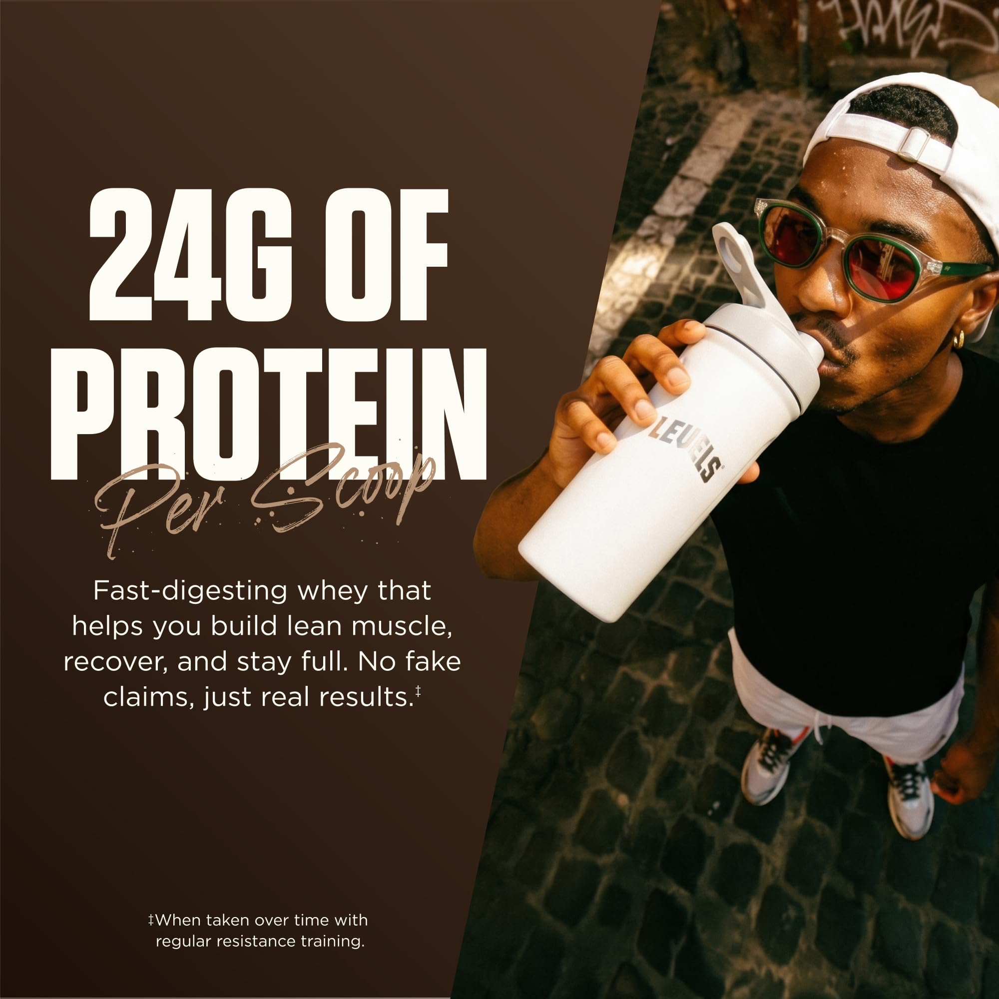 Levels Whey cacao y café descafeinado como ingredientes naturales