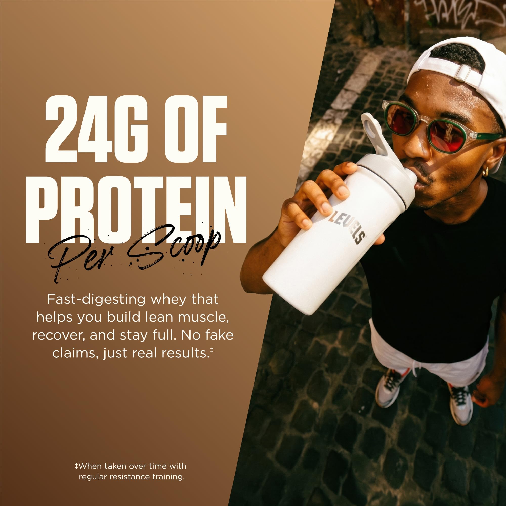 Levels Nutrition ingredientes café y leche resaltando sabor natural