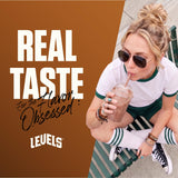 Levels batido servido en vaso con hielo, mezcla rápida y consumo práctico
